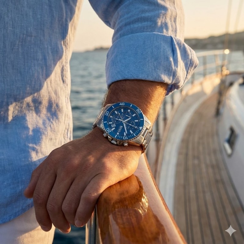 BOSS Heavy l HM-2 青LED PSA改 Hugo Boss 1513907 Admiral Chronograph | Сребрист часовник за мъже